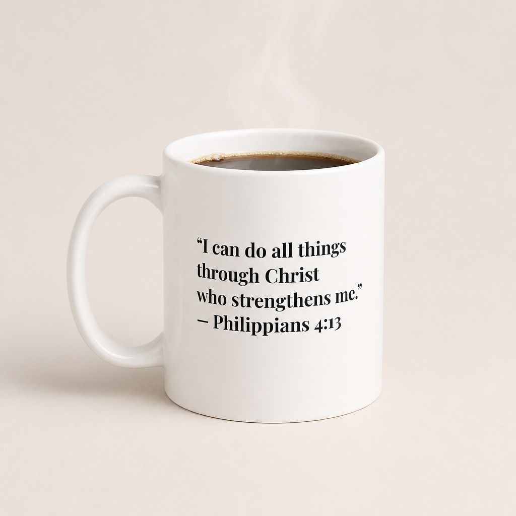 Philippians 4:13 Mug – Strength & Faith Cup
